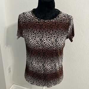 Nicola Animal Print Crinkle Knit Blouse